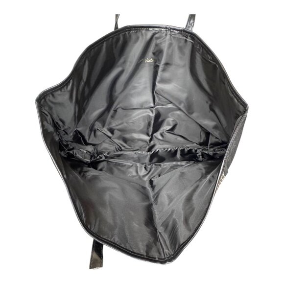 VICTORIA'S SECRET Large Travel Canvas/Sequin Striped Tote Bag Black W/ pouch New - Picture 11 of 14